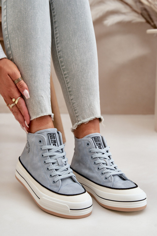 pašiltinti Laisvalaikio bateliai su platforma Eko Oda Big Star OO274069 mėlynos spalvos