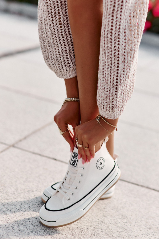 pašiltinti Laisvalaikio bateliai su platforma Eko Oda Big Star OO274061 baltos spalvos