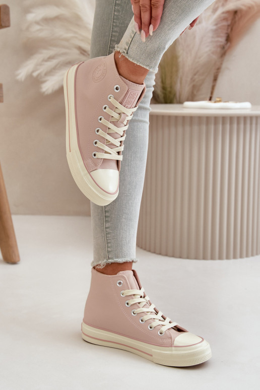 Laisvalaikio bateliai pašiltinti iš eko odos rožinės spalvos Big Star OO274933