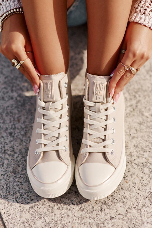 Laisvalaikio bateliai pašiltinti iš eko odos rožinės spalvos Big Star OO274933