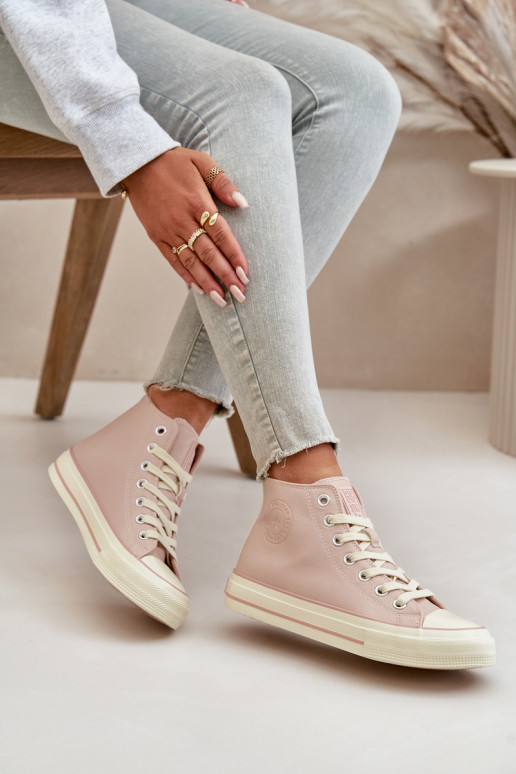 Laisvalaikio bateliai pašiltinti iš eko odos rožinės spalvos Big Star OO274933