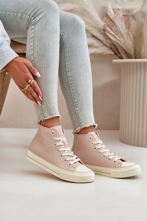 Laisvalaikio bateliai pašiltinti iš eko odos rožinės spalvos Big Star OO274933