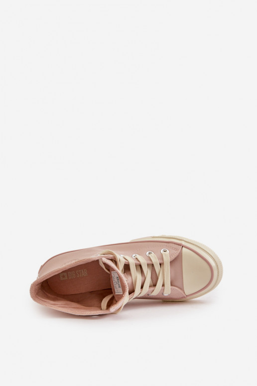 Laisvalaikio bateliai pašiltinti iš eko odos rožinės spalvos Big Star OO274933