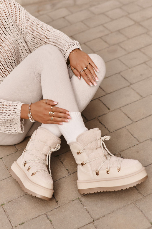 sniego batai Moteriškas su platforma ir stilingomis detalėmis dramblio kaulo spalvos Riaviana