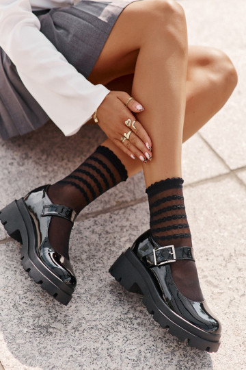 su lako efektu batai Moteriškas su sagtimis juodos spalvos Plikuria 2