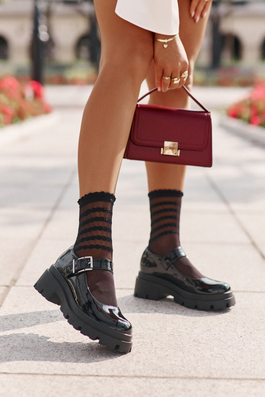 su lako efektu batai Moteriškas su sagtimis juodos spalvos Plikuria