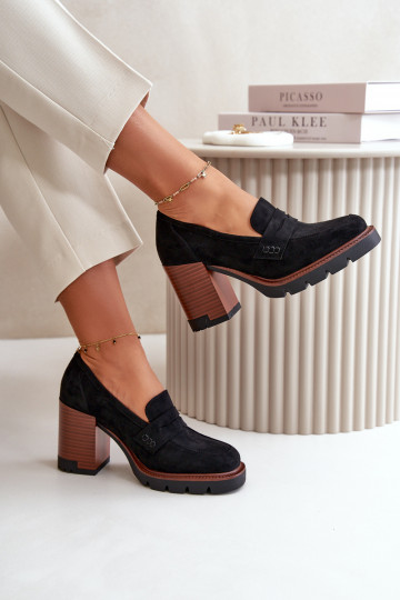 Moteriški aukštakulniai batai, pagaminti iš Eco odos Suede Black Vinceza