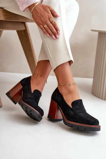 Moteriški aukštakulniai batai, pagaminti iš Eco odos Suede Black Vinceza 2