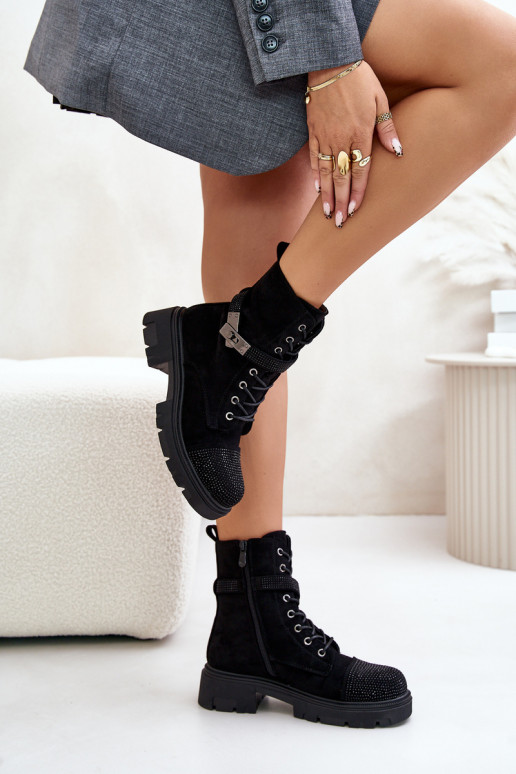 pašiltinti Darbiniai kulkšnies batai Su dekoracija S.Barski HY42-281 juodos spalvos pašiltinti Darbiniai kulkšnies batai Su dekoracija S.Barski HY42-281 juodos spalvos