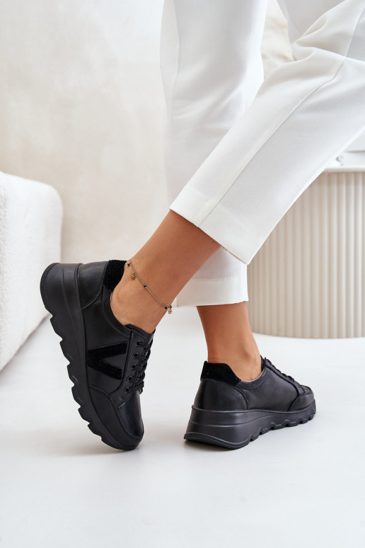 Oda sportiniai bateliai Moteriškas Vinceza 7918 juodos spalvos Oda sportiniai bateliai Moteriškas Vinceza 7918 juodos spalvos