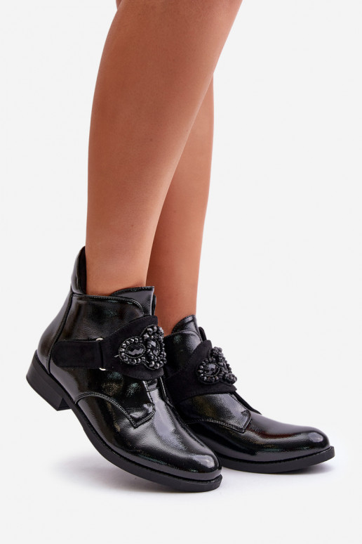 su lako efektu Moteriški aulinukai su ornamentais pašiltinti S.Barski HY42-021 juodos spalvos su lako efektu Moteriški aulinukai su ornamentais pašiltinti S.Barski HY42-021 juodos spalvos