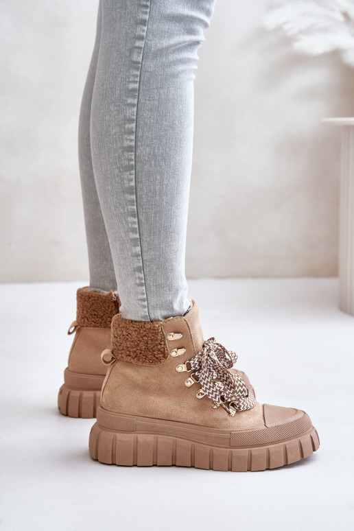 Moteriškas pašiltinti Aulinukai batai su platforma rudos spalvos Alcyhen Moteriškas pašiltinti Aulinukai batai su platforma rudos spalvos Alcyhen