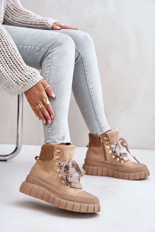 Moteriškas pašiltinti Aulinukai batai su platforma rudos spalvos Alcyhen Moteriškas pašiltinti Aulinukai batai su platforma rudos spalvos Alcyhen