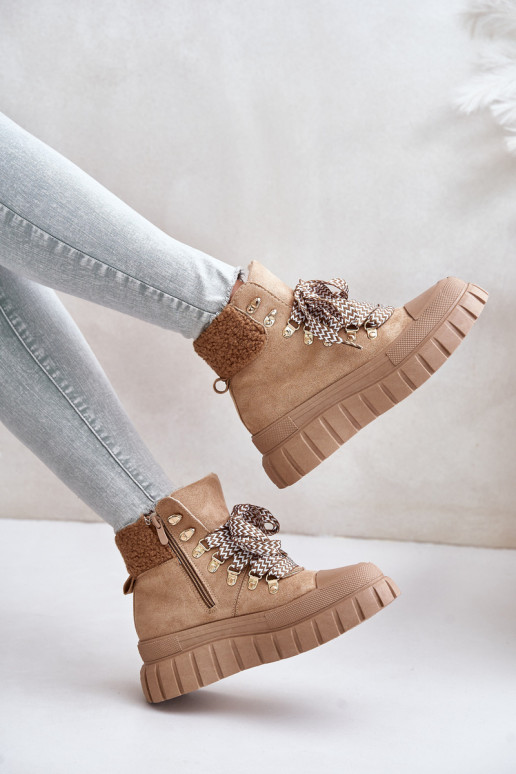 Moteriškas pašiltinti Aulinukai batai su platforma rudos spalvos Alcyhen Moteriškas pašiltinti Aulinukai batai su platforma rudos spalvos Alcyhen