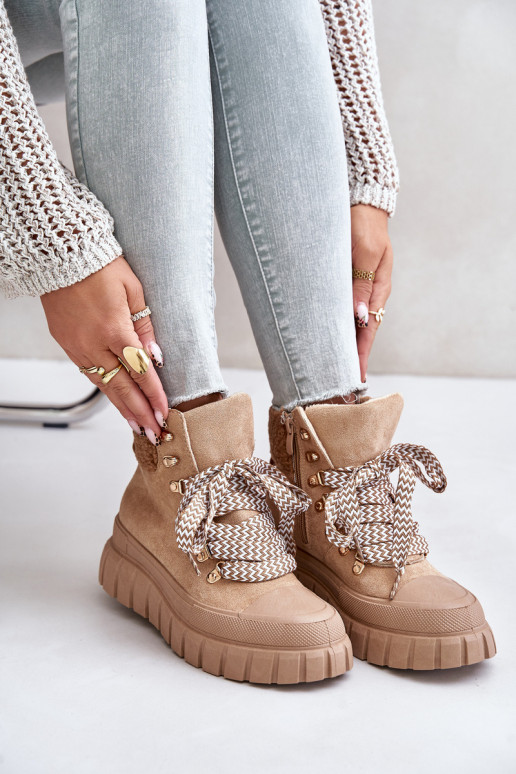 Moteriškas pašiltinti Aulinukai batai su platforma rudos spalvos Alcyhen Moteriškas pašiltinti Aulinukai batai su platforma rudos spalvos Alcyhen