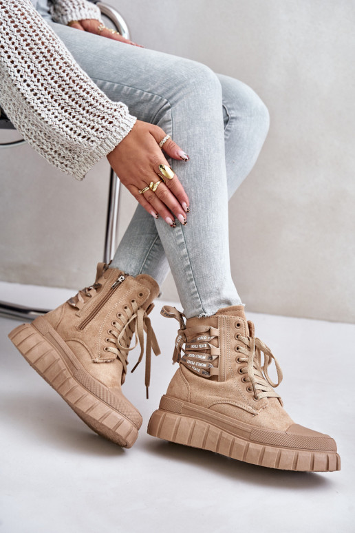 Moteriški aulinukai su platforma Su puošniais Suvarstymasm rudos spalvos Edidda