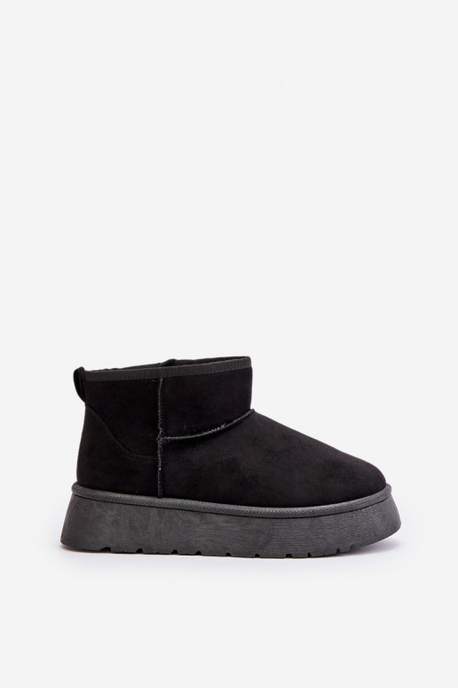 Žemas sniego batai Moteriškas su platforma pašiltinti su kailiuku viduje juodos spalvos Saldren