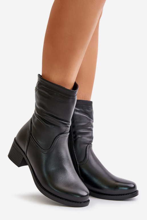 Aulinukai Ant žemo kulno pašiltinti su kailiuku viduje Vinceza 85155 juodos spalvos Aulinukai Ant žemo kulno pašiltinti su kailiuku viduje Vinceza 85155 juodos spalvos