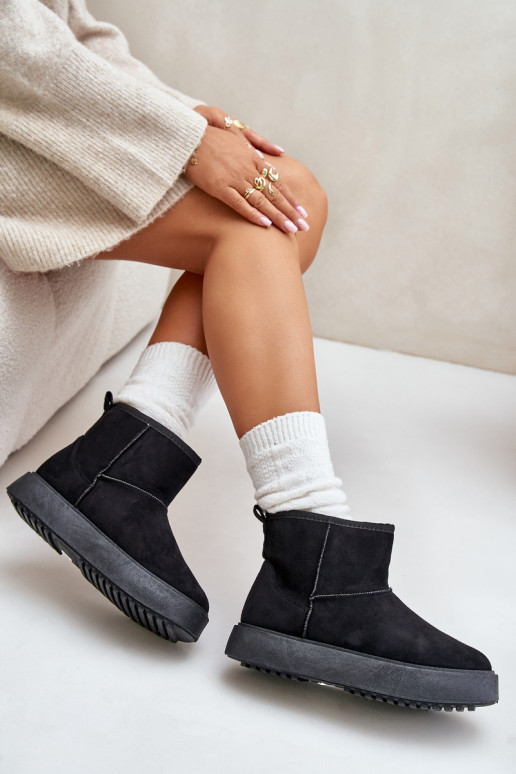 Moteriškas sniego batai su platforma Z iš eko zomšosu juodos spalvos Atteria Moteriškas sniego batai su platforma Z iš eko zomšosu juodos spalvos Atteria