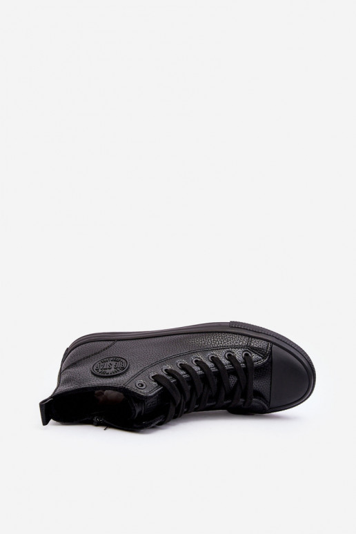 pašiltinti vyrams laisvalaikio batai su užtrauktukais juodos spalvos Big Star MM174012