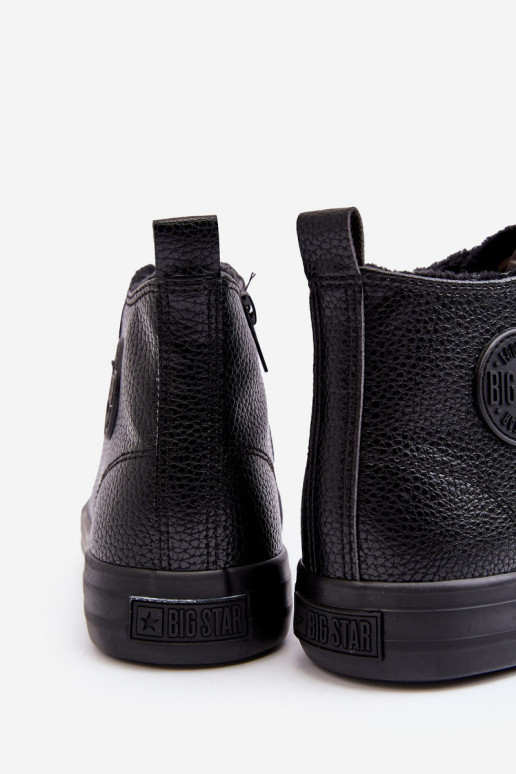 pašiltinti vyrams laisvalaikio batai su užtrauktukais juodos spalvos Big Star MM174012