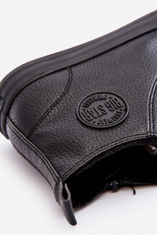 pašiltinti vyrams laisvalaikio batai su užtrauktukais juodos spalvos Big Star MM174012