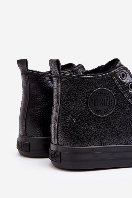 pašiltinti vyrams laisvalaikio batai su užtrauktukais juodos spalvos Big Star MM174012