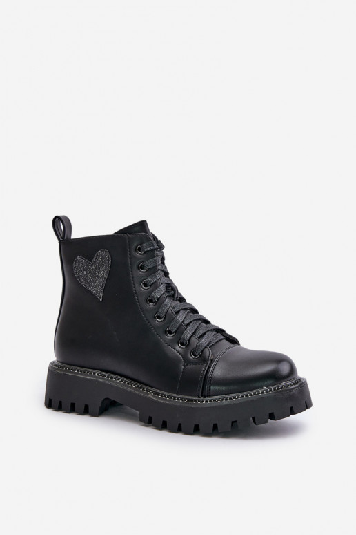 Moteriški aulinukai Į Pilį Su puošniais su širdelėmism juodos spalvos Obeena Moteriški aulinukai Į Pilį Su puošniais su širdelėmism juodos spalvos Obeena