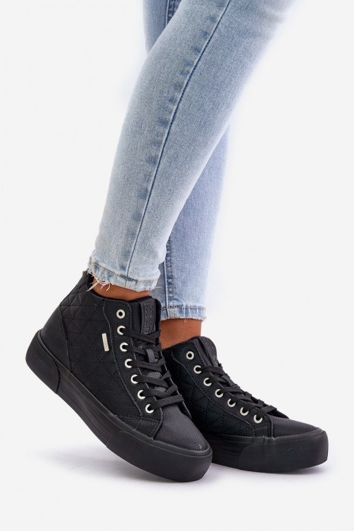 pašiltinti Laisvalaikio bateliai Z Przeszyciami Big Star OO274A480 juodos spalvos