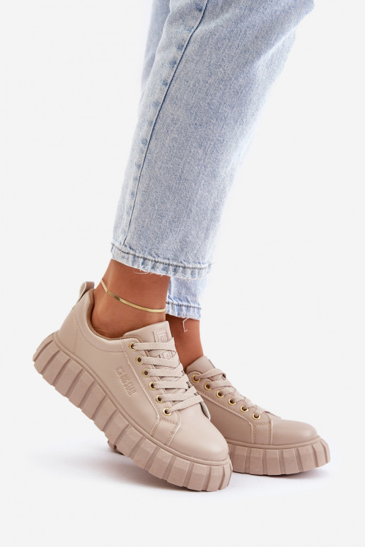 Pašiltinti sneakers modelio batai moteriški Big Star MM274618 smėlio spalvos