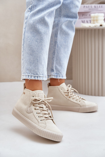 pašiltinti Velvetinės Laisvalaikio bateliai Big Star OO274771 Hi-Poly System smėlio spalvos 2