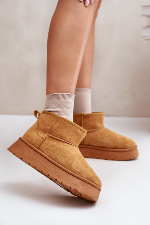 Žemi sniego batai Moteriški su platforma pašiltinti su kailiuku viduje rudos spalvos Saldren Žemi sniego batai Moteriški su platforma pašiltinti su kailiuku viduje rudos spalvos Saldren