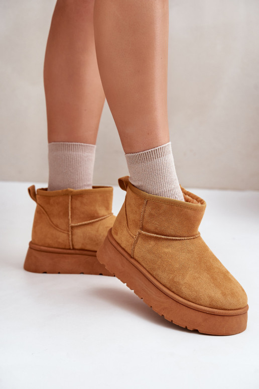 Žemi sniego batai Moteriški su platforma pašiltinti su kailiuku viduje rudos spalvos Saldren Žemi sniego batai Moteriški su platforma pašiltinti su kailiuku viduje rudos spalvos Saldren