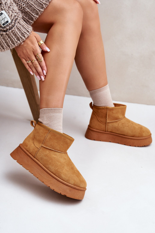 Žemi sniego batai Moteriški su platforma pašiltinti su kailiuku viduje rudos spalvos Saldren Žemi sniego batai Moteriški su platforma pašiltinti su kailiuku viduje rudos spalvos Saldren