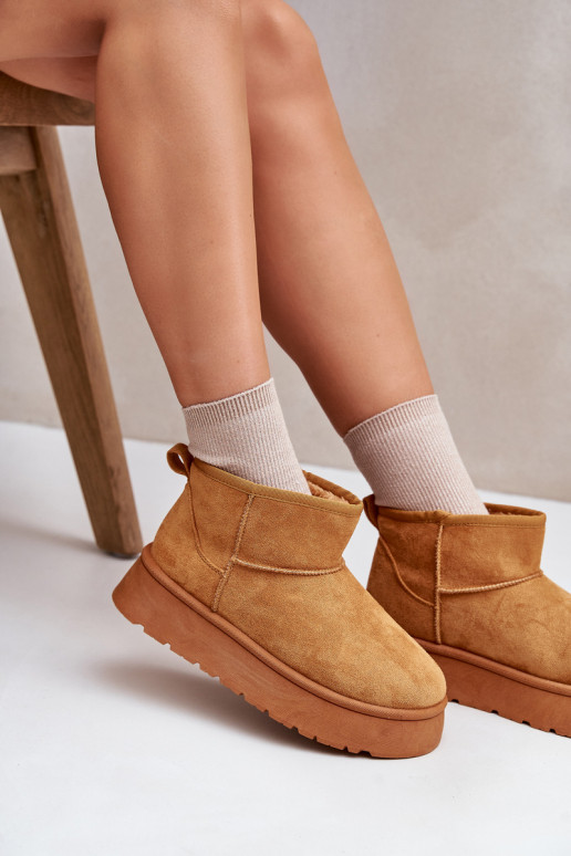 Žemi sniego batai Moteriški su platforma pašiltinti su kailiuku viduje rudos spalvos Saldren Žemi sniego batai Moteriški su platforma pašiltinti su kailiuku viduje rudos spalvos Saldren