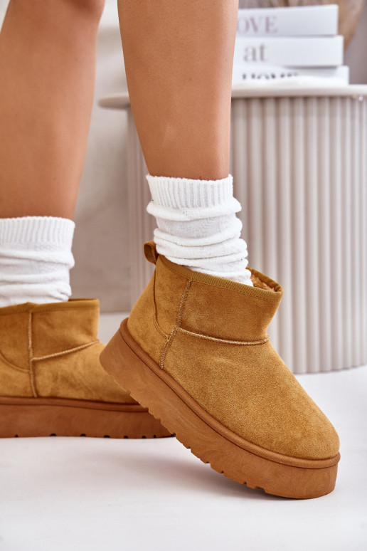 Žemi sniego batai Moteriški su platforma pašiltinti su kailiuku viduje rudos spalvos Saldren Žemi sniego batai Moteriški su platforma pašiltinti su kailiuku viduje rudos spalvos Saldren