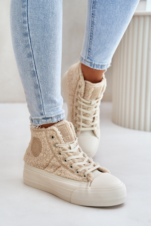 pašiltinti Laisvalaikio bateliai su kailiuku Typu Baranek Big Star OO274A444 smėlio spalvos pašiltinti Laisvalaikio bateliai su kailiuku Typu Baranek Big Star OO274A444 smėlio spalvos