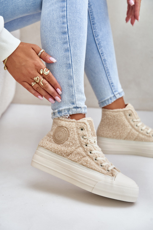 pašiltinti Laisvalaikio bateliai su kailiuku Typu Baranek Big Star OO274A444 smėlio spalvos pašiltinti Laisvalaikio bateliai su kailiuku Typu Baranek Big Star OO274A444 smėlio spalvos