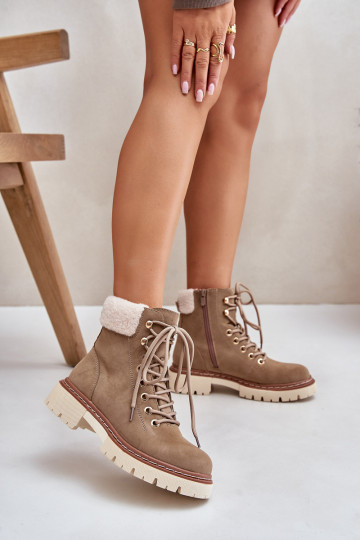 pašiltinti batai Moteriški aulinukai Į Pilį chaki spalvos Ferelia 2