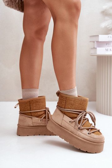 sniego batai su stilingomis detalėmis su platforma rudos spalvos Tai turivora