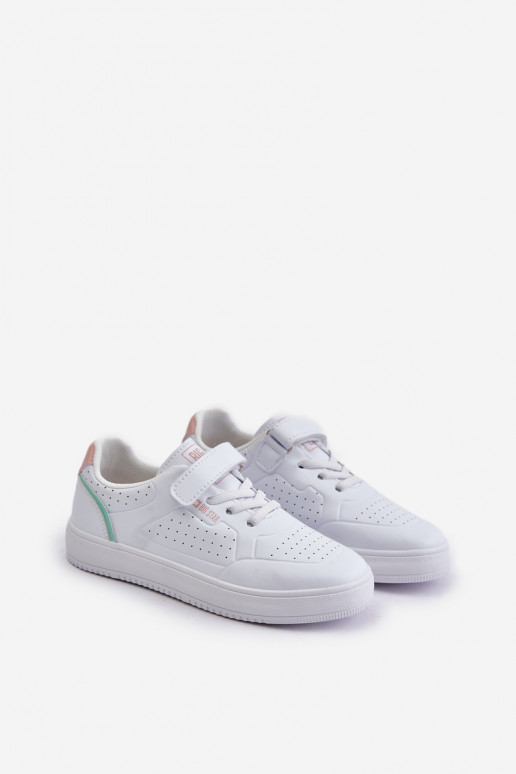 laisvalaikio batai Vaikiški iš eko odos su lipniais užsegimais Big Star OO374005 baltos spalvos