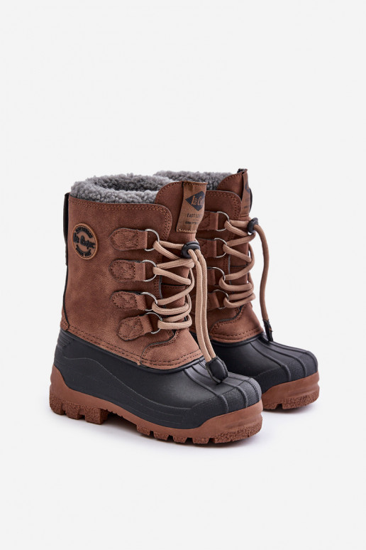 Šilti sniego batai vaikams su užtempiamu užsegimu Lee Cooper LCJ-24-44-2842K rudos spalvos