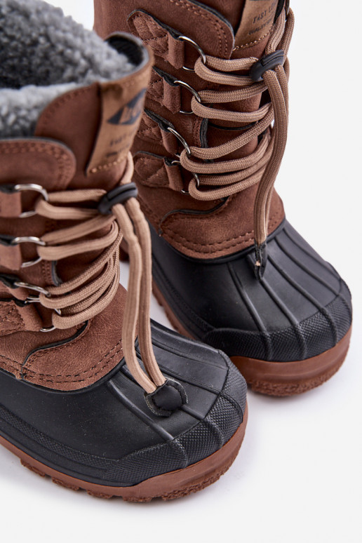 Aukštas šilti sniego batai Vaikiški su užtempiamu užsegimu Lee Cooper LCJ-24-44-2842K rudos spalvos Aukštas šilti sniego batai Vaikiški su užtempiamu užsegimu Lee Cooper LCJ-24-44-2842K rudos spalvos