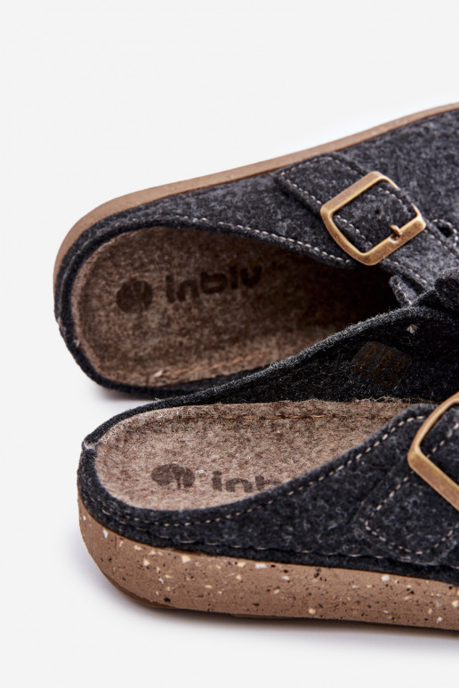 Šlepetės vyrams su sagtimis Šlepetės Prevencinė Inblu MT000012 pilkos spalvos