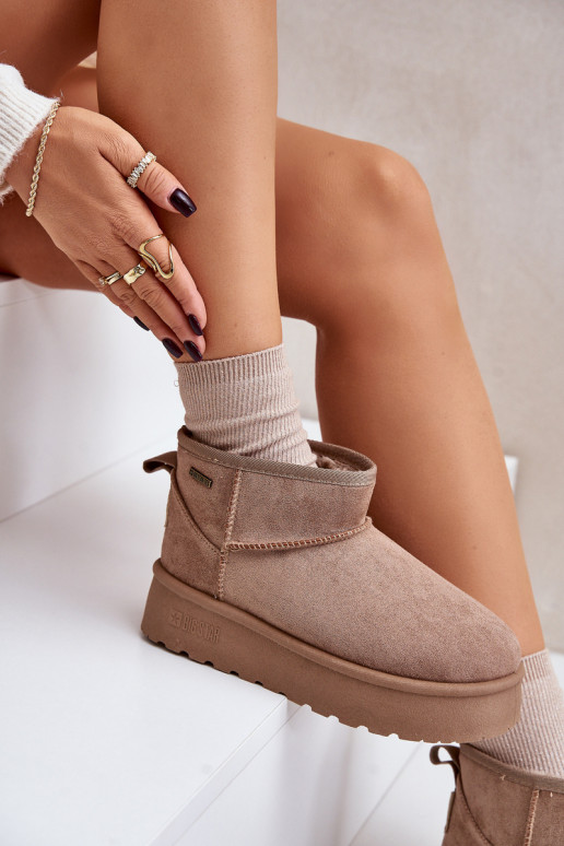 Žemas sniego batai su platforma Big Star OO274A100 smėlio spalvos Žemas sniego batai su platforma Big Star OO274A100 smėlio spalvos