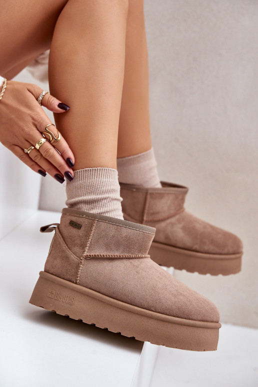 Žemas sniego batai su platforma Big Star OO274A100 smėlio spalvos Žemas sniego batai su platforma Big Star OO274A100 smėlio spalvos