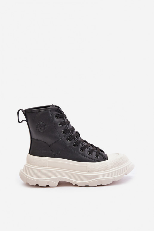 Oda pašiltinti laisvalaikio batai su platforma Big Star OO274A599 juodos spalvos Oda pašiltinti laisvalaikio batai su platforma Big Star OO274A599 juodos spalvos