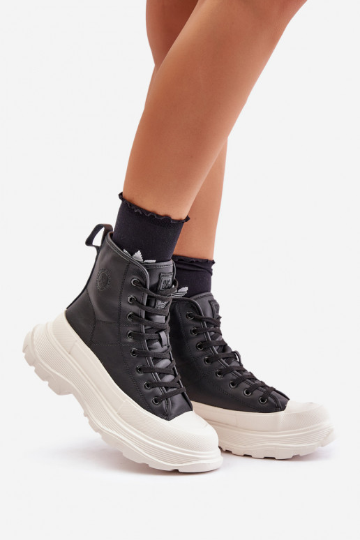 Oda pašiltinti laisvalaikio batai su platforma Big Star OO274A599 juodos spalvos Oda pašiltinti laisvalaikio batai su platforma Big Star OO274A599 juodos spalvos
