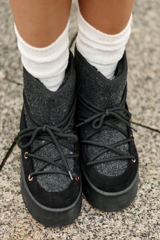 sniego batai su stilingomis detalėmis su platforma juodos spalvos Tai turivora