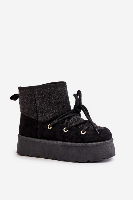 sniego batai su stilingomis detalėmis su platforma juodos spalvos Tai turivora